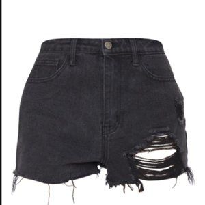 Pretty Little Thing Distressed Denim Mom Shorts- 6